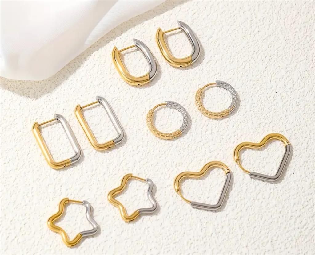 18K Two-Tone Lois Heart Hoop Earrings