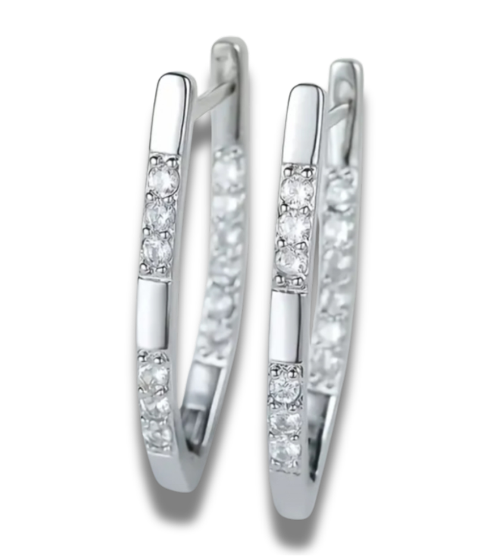 Sterling Silver V-Shaped Hoop Earrings