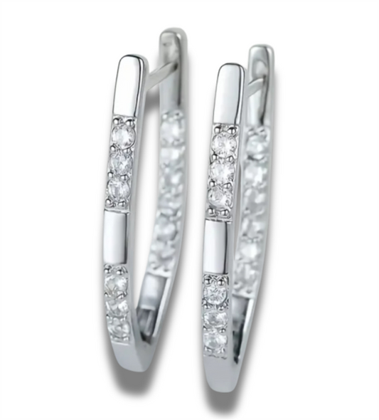Sterling Silver V-Shaped Hoop Earrings