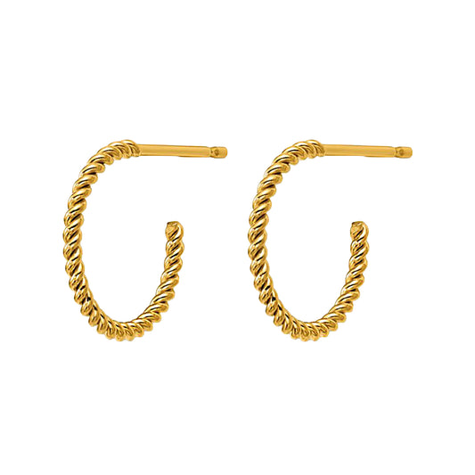 Gold Filled Rope Post Hoop Earrings