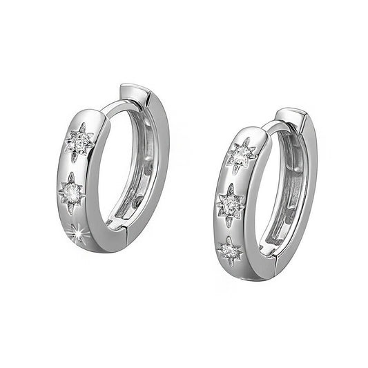 Sterling Silver Starburst Small Hoop Earrings