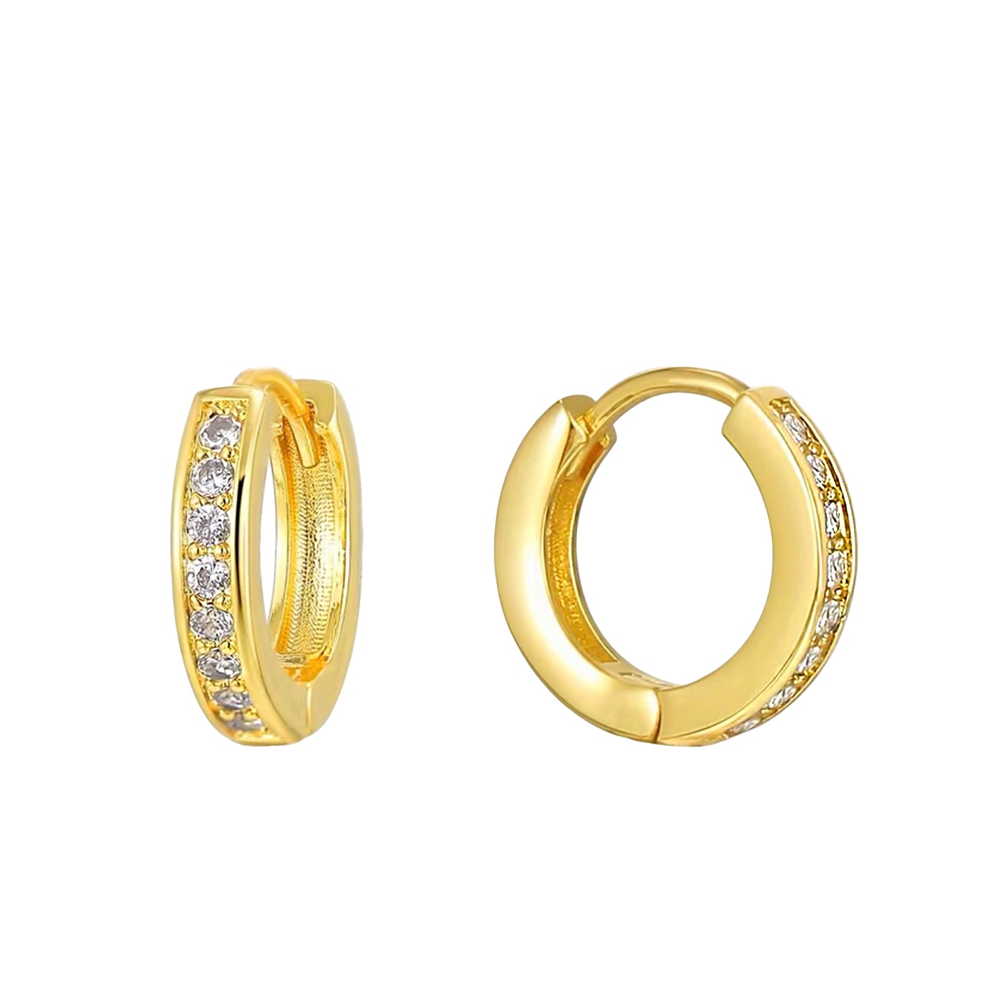 Gold Vermeil Pave Huggie Hoop Earrings