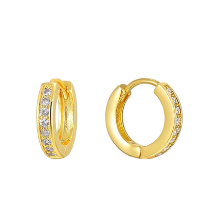 Gold Vermeil Pave Huggie Hoop Earrings