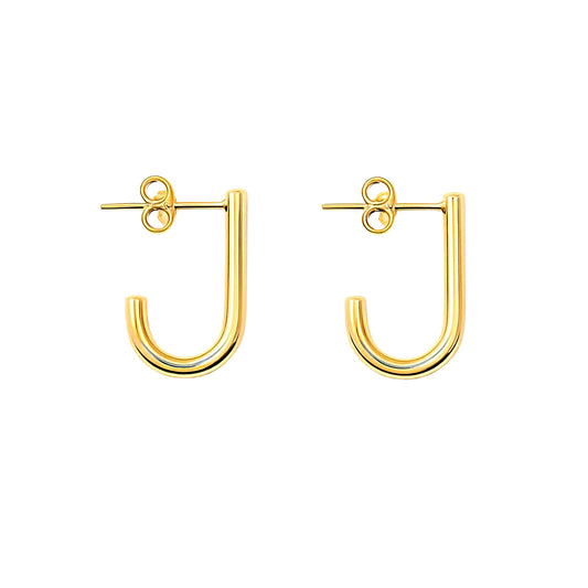 Gold Vermeil J Hoop Posted Earrings