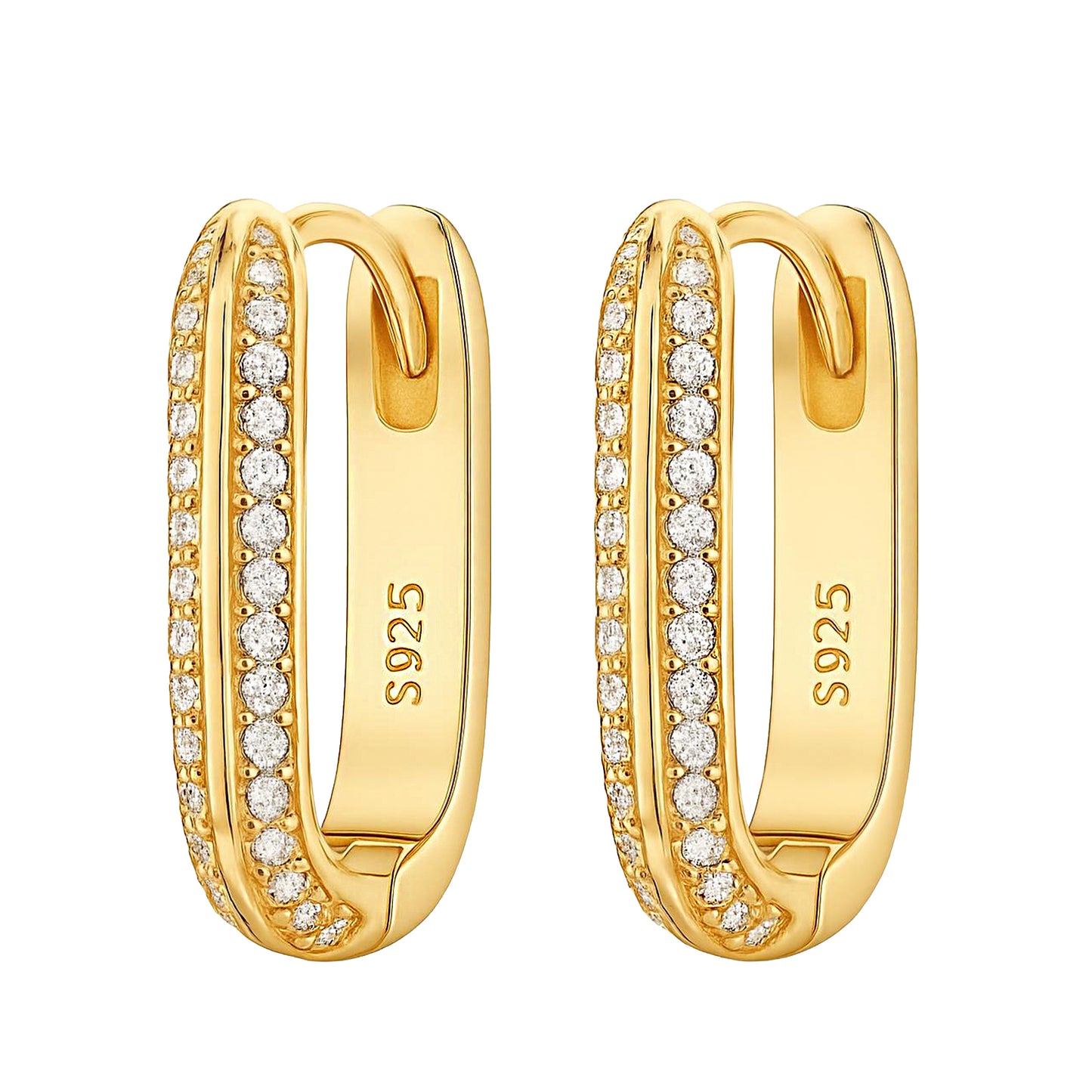 Gold Vermeil Pavé Oval Hoop Earrings