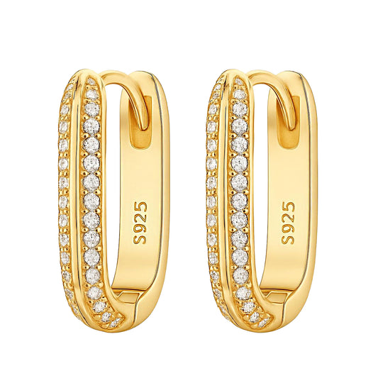 Gold Vermeil Pavé Oval Hoop Earrings