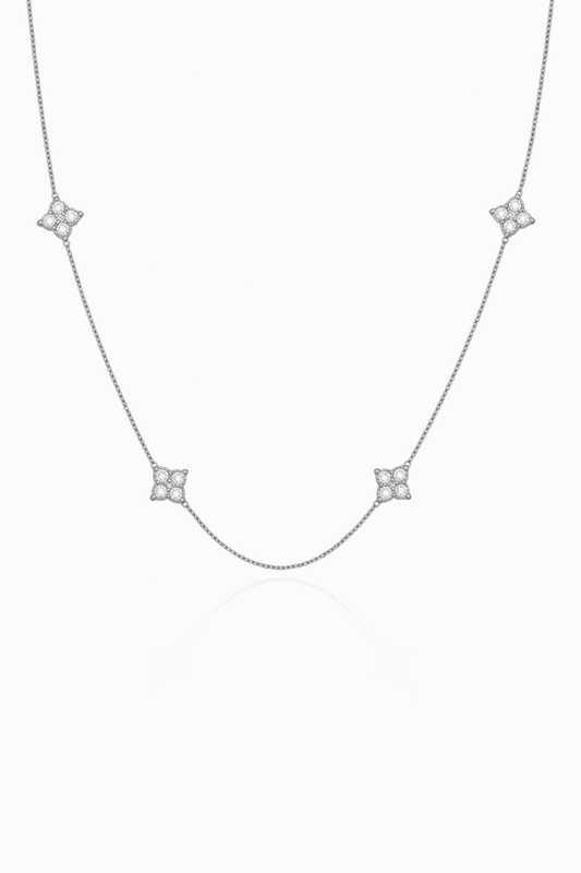 Sterling Silver Fleur Station Necklace